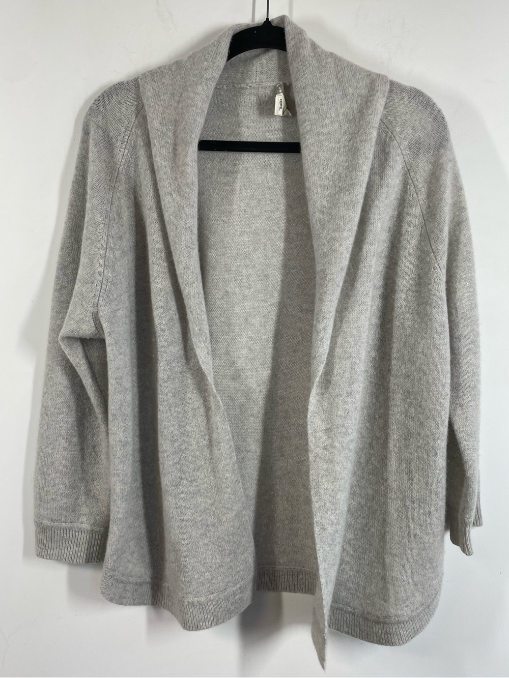 White + Warren 100% Cashmere Cardigan Grey Small Quiet Luxury Open Front Fall